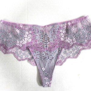 Victoria's Secret Mini Floral Lace Sheer Wide Side Hipster Thong Panty Size XS